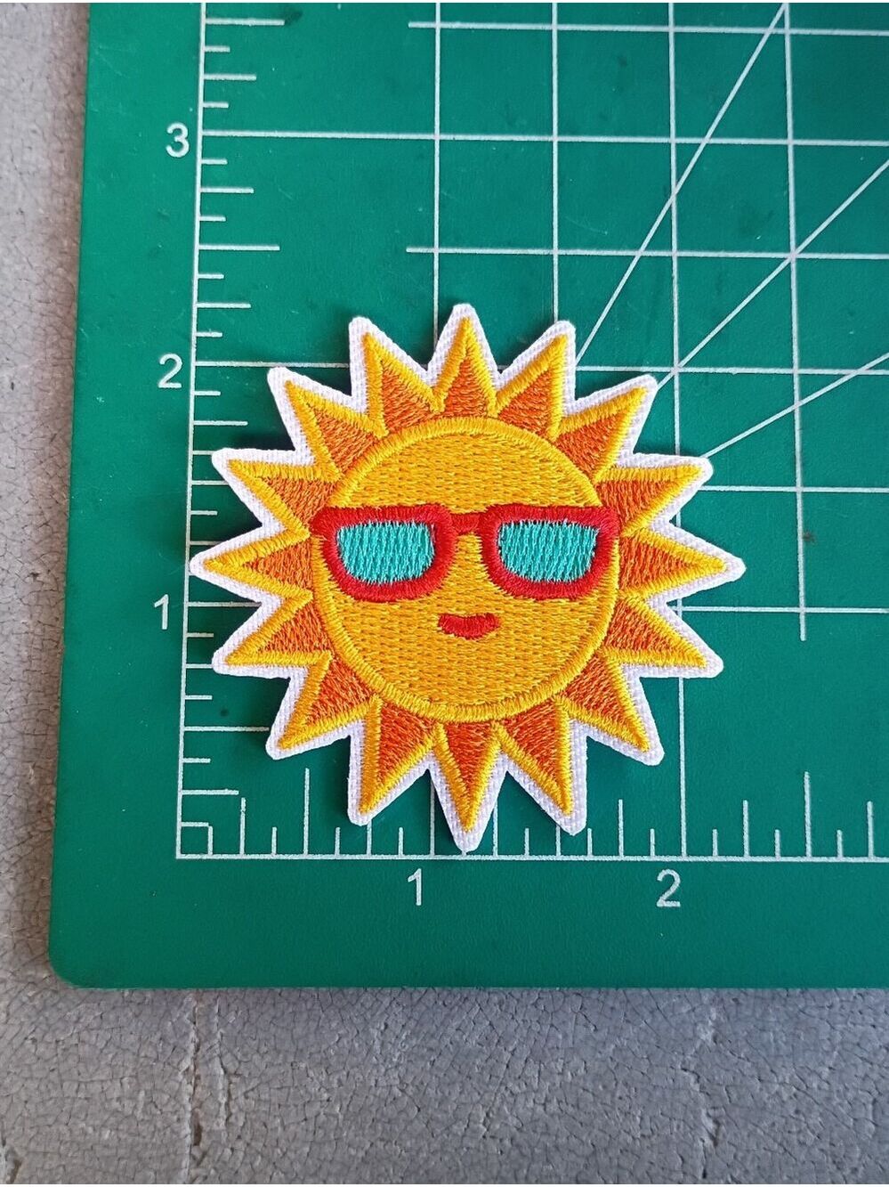 Sun with Sunglasses Embroidered Iron On Patch